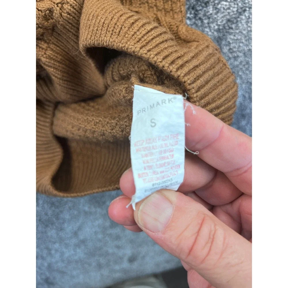 Primark Sweater Womens S Cable Knit Crew Neck Raglan Sleeve Ribbed Brown‎